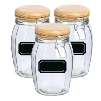 Weckpotten/inmaakpotten - 6x - 1.2L - glas - met beugelsluiting - incl. etiketten - Weckpotten