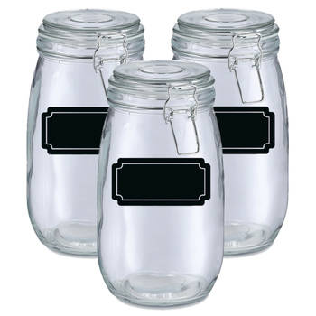 Weckpotten/inmaakpotten - 6x - 1.4L - glas - met beugelsluiting - incl. etiketten - Weckpotten