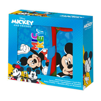 Disney Mickey Mouse lunchbox set voor kinderen - 2-delig - blauw - aluminium/kunststof&nbsp; - Lunchboxen