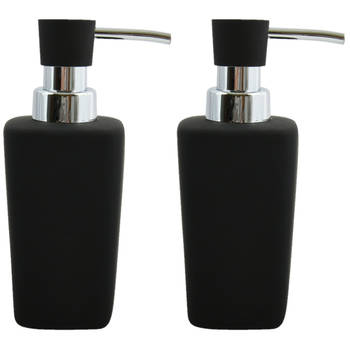 MSV Zeeppompje/dispenser - 2x - Haiti - keramiek - zwart - 6 x 15 cm - 240 ml - Zeeppompjes