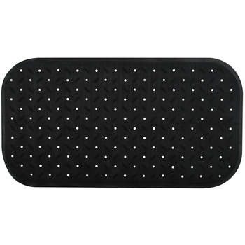 MSV Douche/bad anti-slip mat badkamer - rubber - zwart - 36 x 65 cm - Badmatjes