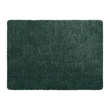 MSV Badkamerkleedje/badmat tapijt - voor de vloer - donkergroen - 50 x 70 cm - langharig - Badmatjes
