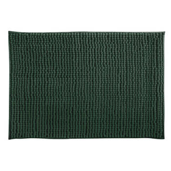 MSV Badkamerkleed/badmat tapijtje voor op de vloer - donkergroen - 40 x 60 cm - Microvezel - Badmatjes