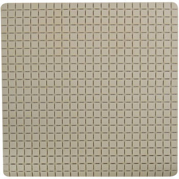 MSV Douche/bad anti-slip mat badkamer - rubber - beige - 54 x 54 cm - Badmatjes