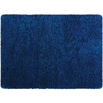 MSV Badkamerkleedje/badmat tapijt - voor de vloer - marine blauw - 50 x 70 cm - langharig - Badmatjes