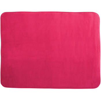 MSV Badkamerkleedje/badmat tapijt - voor op de vloer - fuchsia roze - 50 x 70 cm - Badmatjes