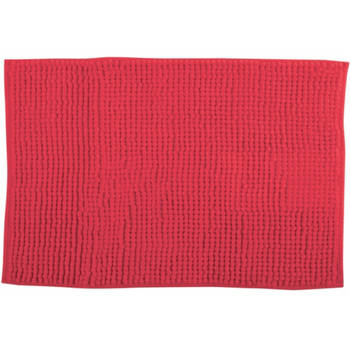 MSV Badkamerkleed/badmat voor op de vloer - rood - 60 x 90 cm - Microvezel - Badmatjes