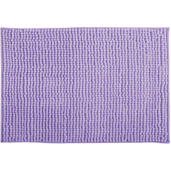 MSV Badkamerkleed/badmat tapijtje voor op de vloer - lila paars - 50 x 80 cm - Microvezel - Badmatjes