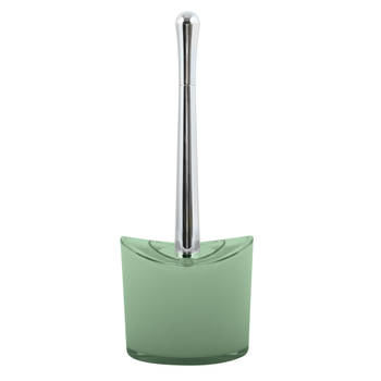 MSV Toiletborstel in houder/wc-borstel Aveiro - PS kunststof/rvs - groen/zilver - 37 x 14 cm - Toiletborstels