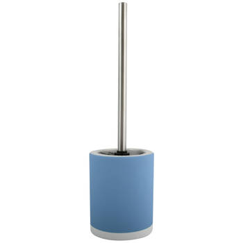 MSV Shine Toilet/wc-borstel houder - keramiek/metaal - pastel blauw - 38 cm - Toiletborstels