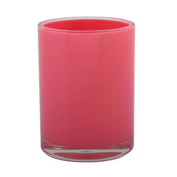 MSV Badkamer drinkbeker Aveiro - PS kunststof - fuchsia roze - 7 x 9 cm - Tandenborstelhouders