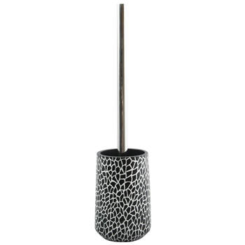 MSV Toiletborstel houder Safari - kunststeen - zwart/mozaiek - 37 cm - Toiletborstels