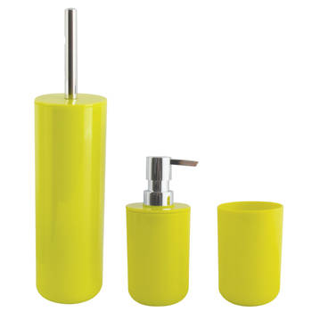 MSV Badkameraccessoire Moods - toiletborstel in houder - beker - zeeppompje - appel/lime groen - kunststof - Badkameracc