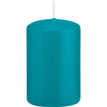 1x Kaarsen turquoise blauw 5 x 8 cm 18 branduren sfeerkaarsen - Stompkaarsen