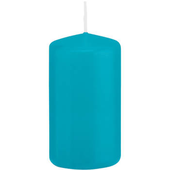 1x Kaarsen turquoise blauw 5 x 10 cm 23 branduren sfeerkaarsen - Stompkaarsen