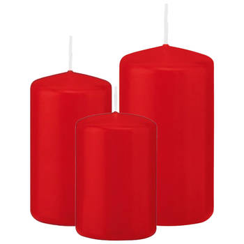 Stompkaarsen set van 6x stuks rood 8-10-12 cm - Stompkaarsen
