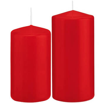 Stompkaarsen set van 2x stuks rood 12 en 15 cm - Stompkaarsen
