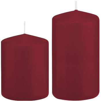 Stompkaarsen set van 6x stuks bordeaux rood 8 en 12 cm - Stompkaarsen