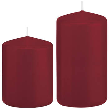 Stompkaarsen set van 2x stuks bordeaux rood 8 en 12 cm - Stompkaarsen