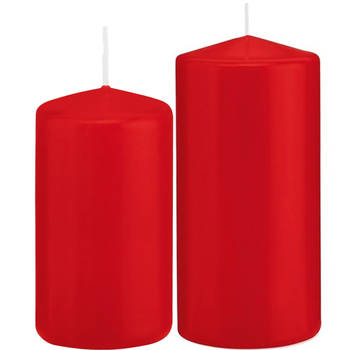 Stompkaarsen set van 6x stuks rood 12 en 15 cm - Stompkaarsen