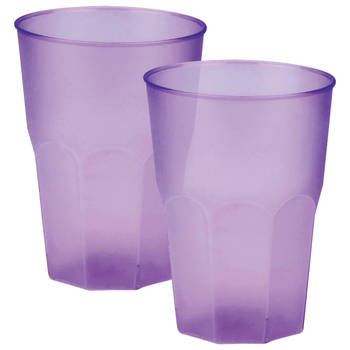 Santex drinkglazen frosted - lila paars - 12x - 420 ml - onbreekbaar kunststof - Cocktailglazen - Drinkglazen