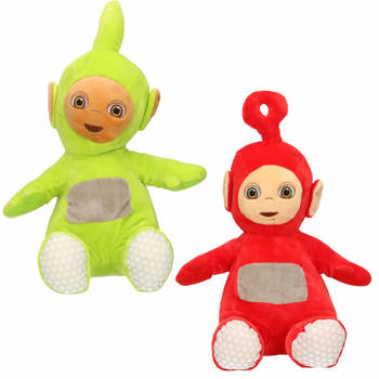 Set van 2x pluche Teletubbies speelgoed knuffels Dipsy en Po 34 cm - Knuffelpop