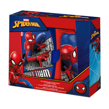 Marvel Spiderman&nbsp;lunchbox set voor kinderen - 2-delig - rood - aluminium/kunststof&nbsp; - Lunchboxen