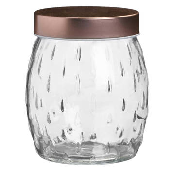 Urban Living Voorraadpot/bewaarpot Beau - 2L - glas - koperen deksel - D13 x H22 cm - Voorraadpot