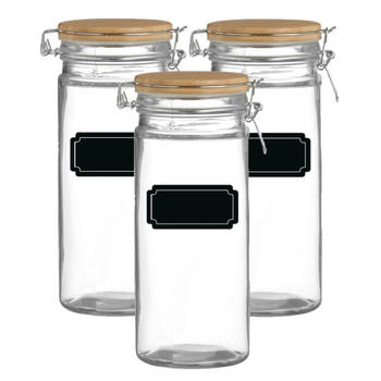 Weckpot/inmaakpot - 6x - 1.3L - glas - met beugelsluiting - incl. etiketten - Weckpotten