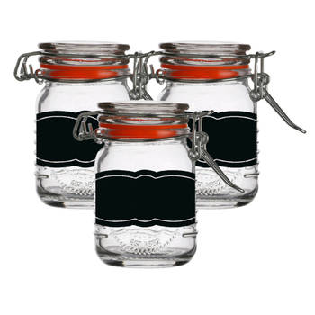 Weckpotje/inmaakpotje - 4x - 70 ml - glas - met beugelsluiting - incl. etiketten - Weckpotten