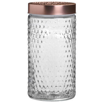 Urban Living Voorraadpot/bewaarpot Blair - 1.5L - glas - koperen deksel - D12 x H22 cm - Voorraadpot