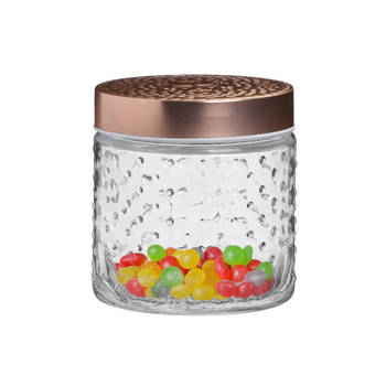 Urban Living Voorraadpot/bewaarpot Blair - 500 ml - glas - koperen deksel - D11 x H13 cm - Voorraadpot