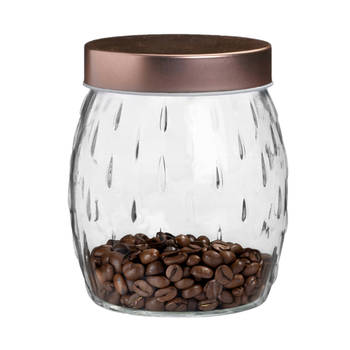 Urban Living Voorraadpot/bewaarpot Beau - 2L - glas - koperen deksel - D13 x H22 cm - Voorraadpot