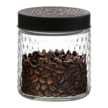 Urban Living Voorraadpot/bewaarpot Roma - 500 ml - glas - zwart - D12 x H12 cm - Voorraadpot