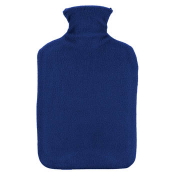 H&S Collection Warmwaterkruik - met fleecehoes - donkerblauw - 1,75L - kruik - Kruiken