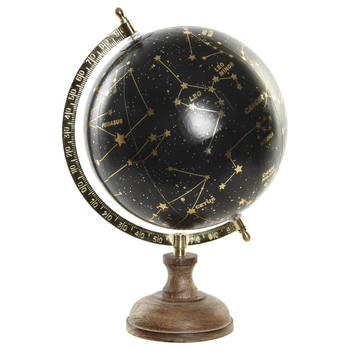 Items Deco Wereldbol/globe met sterrenhemel/sterrenbeelden - zwart - D20 x H33 cm - Wereldbollen