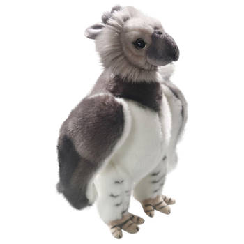 Carl Dick pluche Harpij roofvogel knuffel - 28 cm - grijsA - Kuif Arend/Havik knuffel voor kinderen - Vogel knuffels