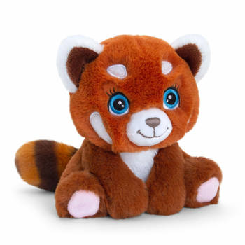Keel Toys pluche rode Panda knuffeldier - rood/wit - zittend - 16 cm - Knuffel bosdieren