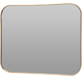 Home & Styling Rechthoekige wandspiegel - goud - metalen frame - 55 x 45 cm - Spiegels