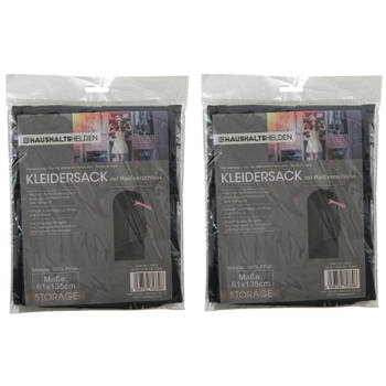 Kledinghoes beschermhoes met rits - 2x - zwart - polyester - 61 x 135 cm - Kledinghoezen