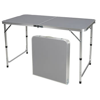 Sunnydays camping tafel - aluminium - opvouwbaar - grijs - L120 x B60 x H67 cm&nbsp;- Bijzettafels - Campingtafels