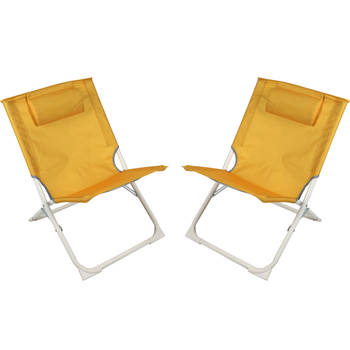 Sunnydays Havana camping/strand stoel - 2x - aluminium - inklapbaar - geel - L49 x B62 x H61 cm - Campingstoelen