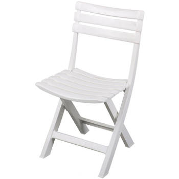 Sunnydays Klapstoel voor buiten/binnen - wit - 41 x 79 cm - stevig kunststof - Bijzet stoelen - Klapstoelen