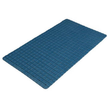 Urban Living Badkamer/douche anti slip mat - rubber - voor op de vloer - donkerblauw - 39 x 69 cm - Badmatjes