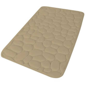 Urban Living Badkamerkleedje/badmat tapijt - memory foam - beige - 50 x 80 cm - Badmatjes