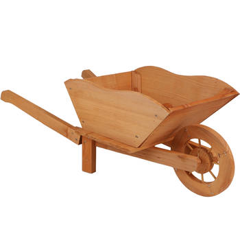 Urban Living Plantenbak/bloembak - kruiwagen - hout - 73x31x28cm - decoratie - Plantenbakken