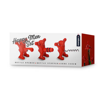 Happy Man Set - Flesopener - Kurkentrekker - Flessenstopper - Set van 3 - Original