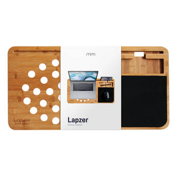Lap Desk Lapzer - Bamboe - Stand met Telefoonhouder - Muis/mat - Ventilatiegaten - Origineel - 60 x 31 x 2cm - Laptop