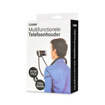 Lazy Neck Telefoonhouder - Te Gebruiken als Selfiestick - Handsfree - Universeel - 55cm - Telefoonstandaard - Vliegtuig