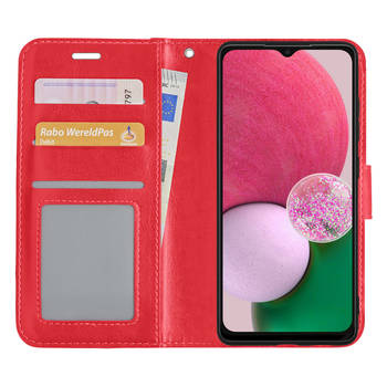Basey Samsung Galaxy A13 5G Hoesje Book Case Kunstleer Cover Hoes - Rood